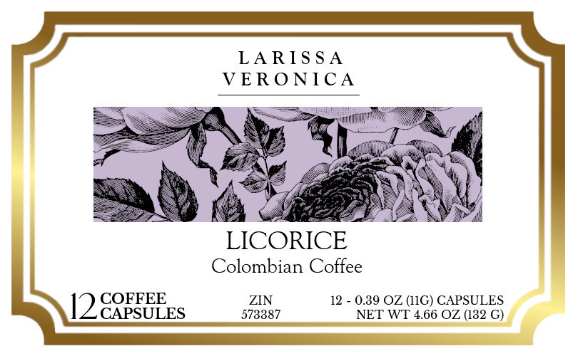 Licorice Colombian Coffee <BR>(Single Serve K-Cup Pods) - Label