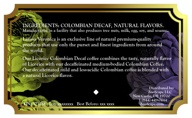 Licorice Colombian Decaf Coffee <BR>(Single Serve K-Cup Pods)