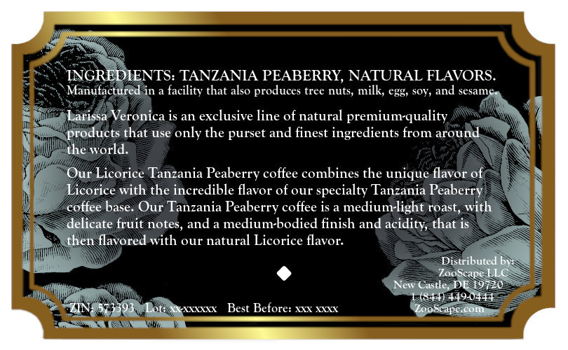 Licorice Tanzania Peaberry Coffee <BR>(Single Serve K-Cup Pods)