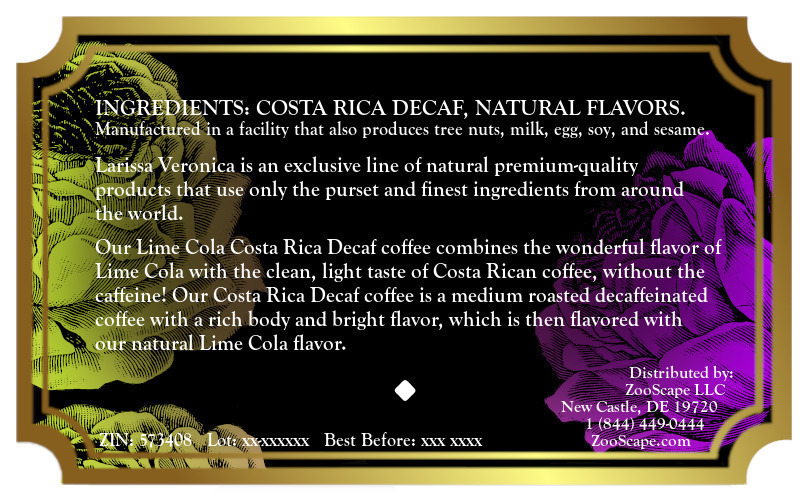Lime Cola Costa Rica Decaf Coffee <BR>(Single Serve K-Cup Pods)