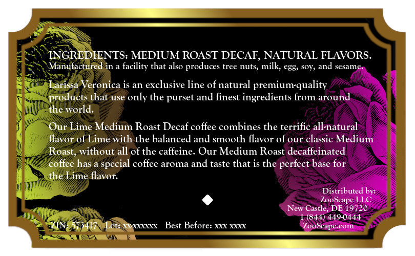 Lime Medium Roast Decaf Coffee <BR>(Single Serve K-Cup Pods)