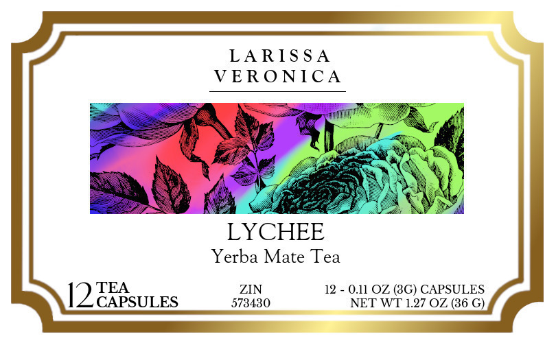 Lychee Yerba Mate Tea <BR>(Single Serve K-Cup Pods) - Label