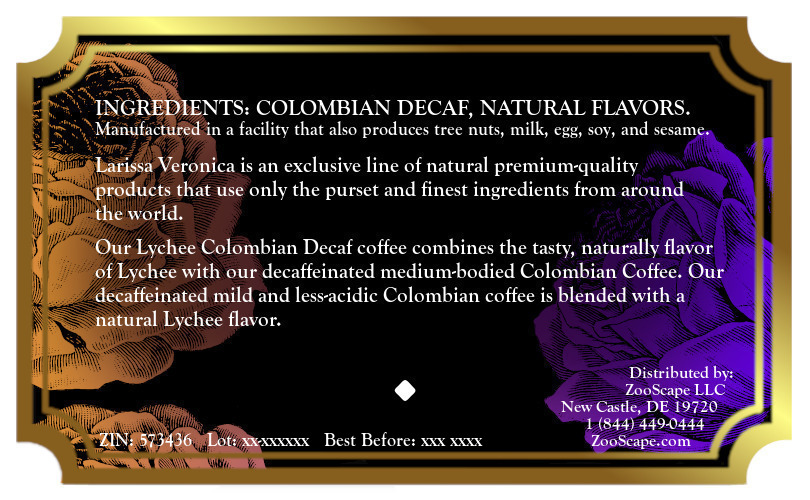 Lychee Colombian Decaf Coffee <BR>(Single Serve K-Cup Pods)