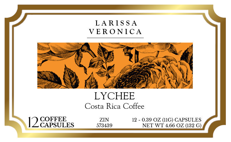 Lychee Costa Rica Coffee <BR>(Single Serve K-Cup Pods) - Label