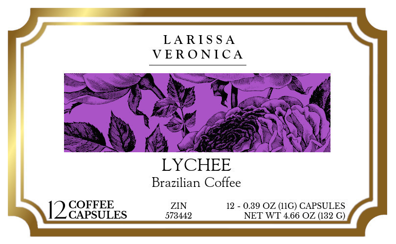 Lychee Brazilian Coffee <BR>(Single Serve K-Cup Pods) - Label