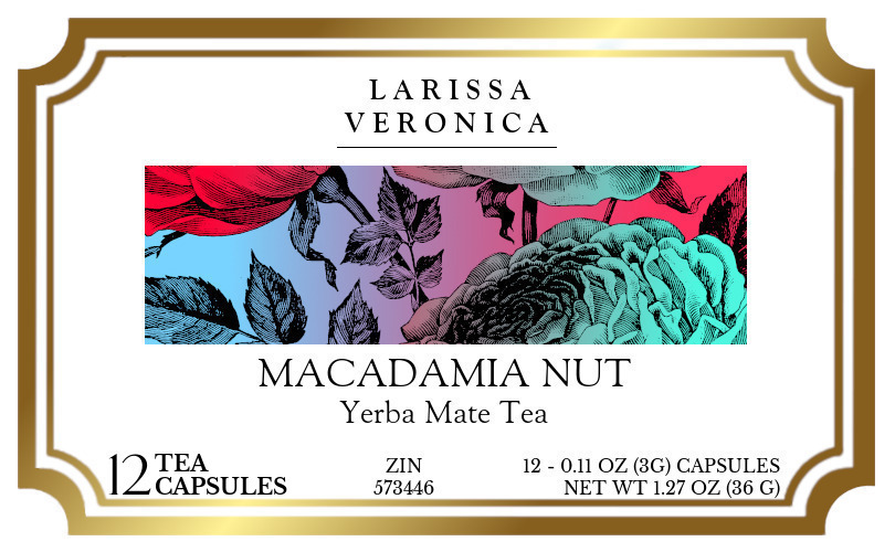 Macadamia Nut Yerba Mate Tea <BR>(Single Serve K-Cup Pods) - Label