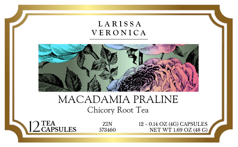 Macadamia Praline Chicory Root Tea <BR>(Single Serve K-Cup Pods) - Label