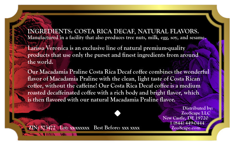 Macadamia Praline Costa Rica Decaf Coffee <BR>(Single Serve K-Cup Pods)
