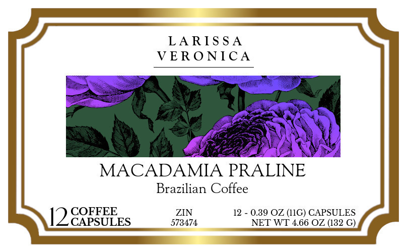 Macadamia Praline Brazilian Coffee <BR>(Single Serve K-Cup Pods) - Label