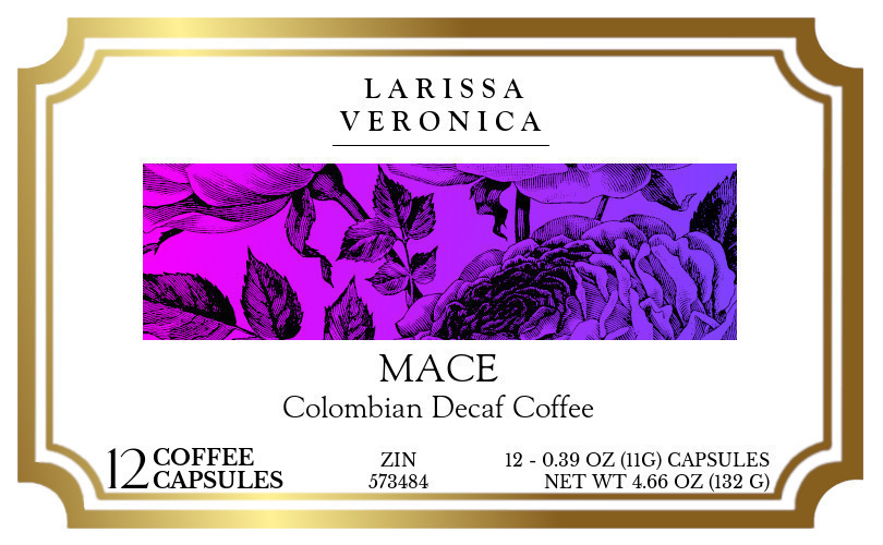 Mace Colombian Decaf Coffee <BR>(Single Serve K-Cup Pods) - Label