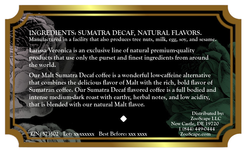 Malt Sumatra Decaf Coffee <BR>(Single Serve K-Cup Pods)