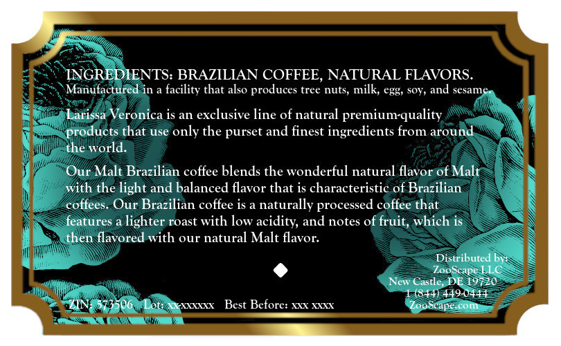 Malt Brazilian Coffee <BR>(Single Serve K-Cup Pods)