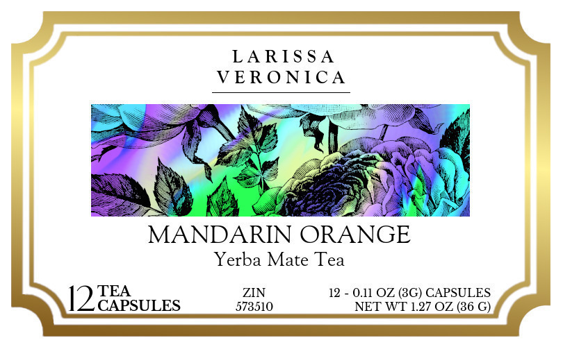 Mandarin Orange Yerba Mate Tea <BR>(Single Serve K-Cup Pods) - Label