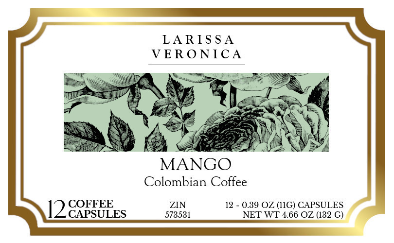 Mango Colombian Coffee <BR>(Single Serve K-Cup Pods) - Label