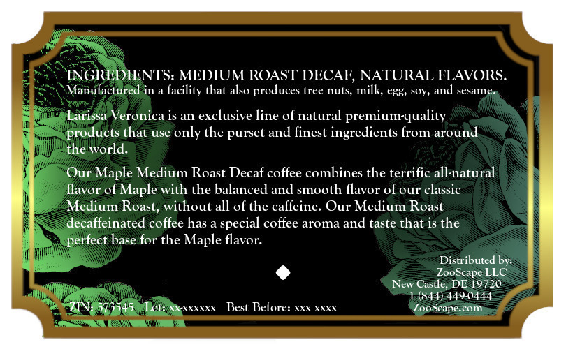 Maple Medium Roast Decaf Coffee <BR>(Single Serve K-Cup Pods)