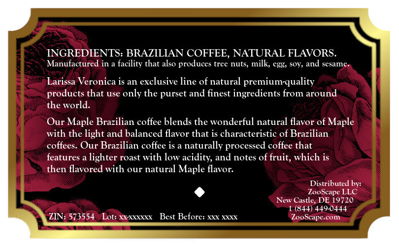 Maple Brazilian Coffee <BR>(Single Serve K-Cup Pods)