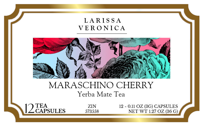 Maraschino Cherry Yerba Mate Tea <BR>(Single Serve K-Cup Pods) - Label