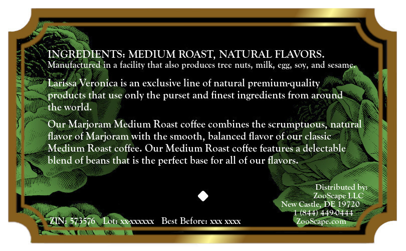 Marjoram Medium Roast Coffee <BR>(Single Serve K-Cup Pods)