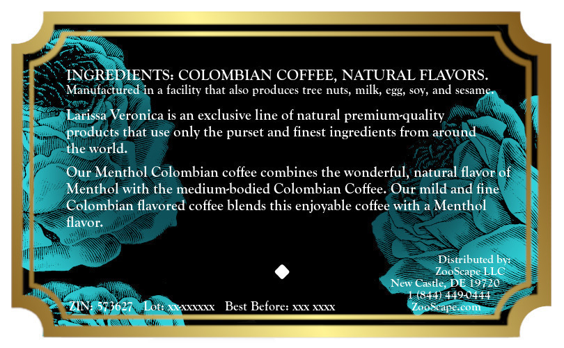 Menthol Colombian Coffee <BR>(Single Serve K-Cup Pods)