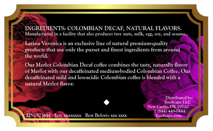 Merlot Colombian Decaf Coffee <BR>(Single Serve K-Cup Pods)