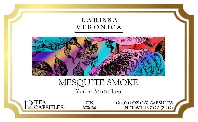 Mesquite Smoke Yerba Mate Tea <BR>(Single Serve K-Cup Pods) - Label