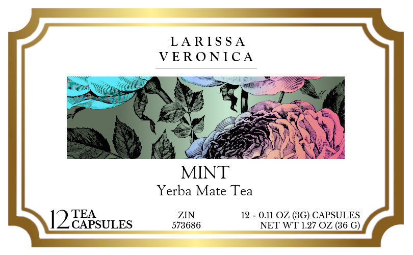 Mint Yerba Mate Tea <BR>(Single Serve K-Cup Pods) - Label