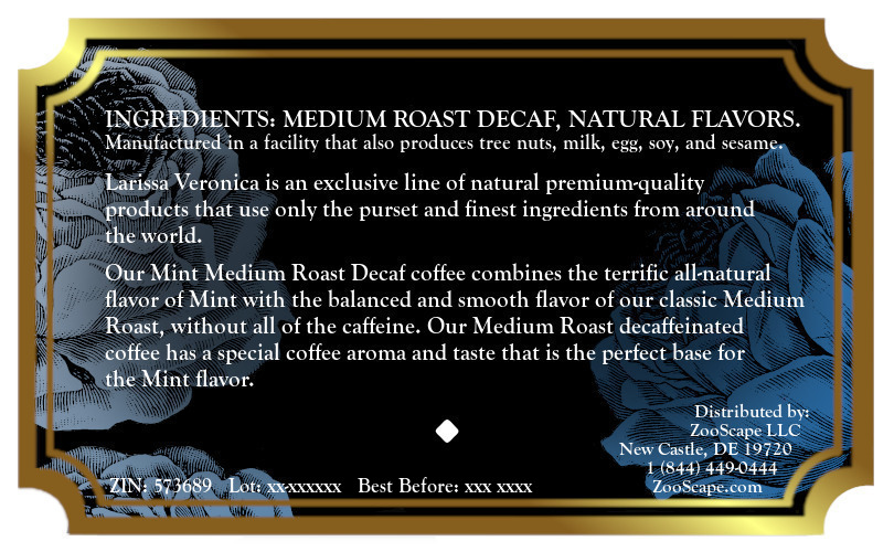 Mint Medium Roast Decaf Coffee <BR>(Single Serve K-Cup Pods)