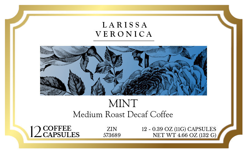 Mint Medium Roast Decaf Coffee <BR>(Single Serve K-Cup Pods) - Label