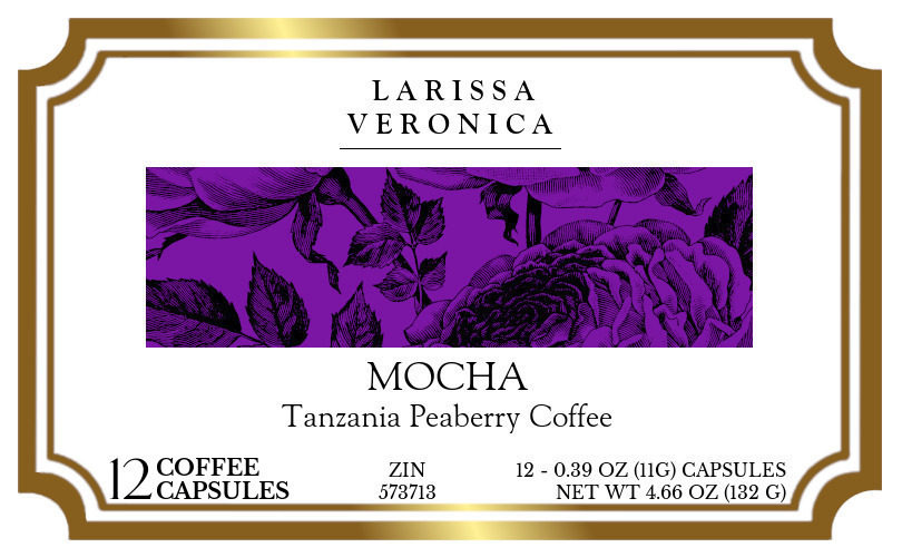 Mocha Tanzania Peaberry Coffee <BR>(Single Serve K-Cup Pods) - Label