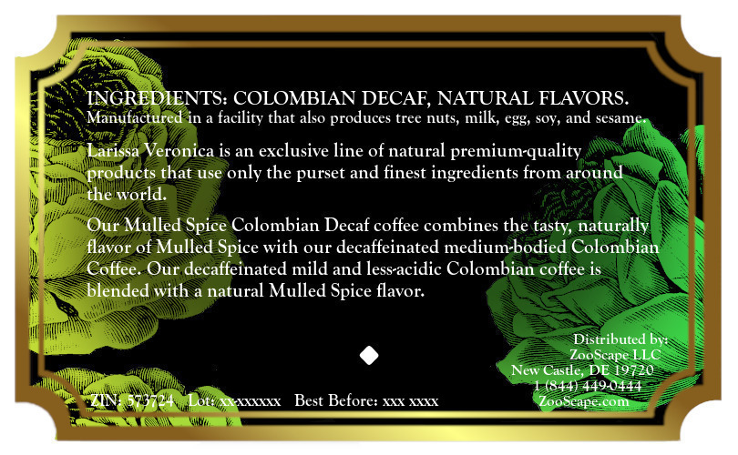Mulled Spice Colombian Decaf Coffee <BR>(Single Serve K-Cup Pods)