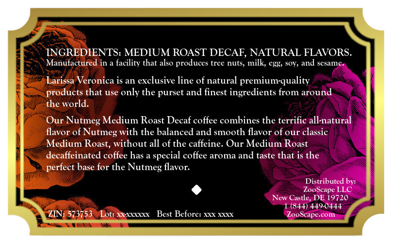 Nutmeg Medium Roast Decaf Coffee <BR>(Single Serve K-Cup Pods)