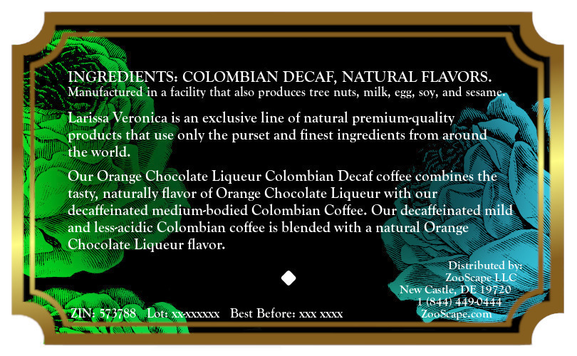 Orange Chocolate Liqueur Colombian Decaf Coffee <BR>(Single Serve K-Cup Pods)