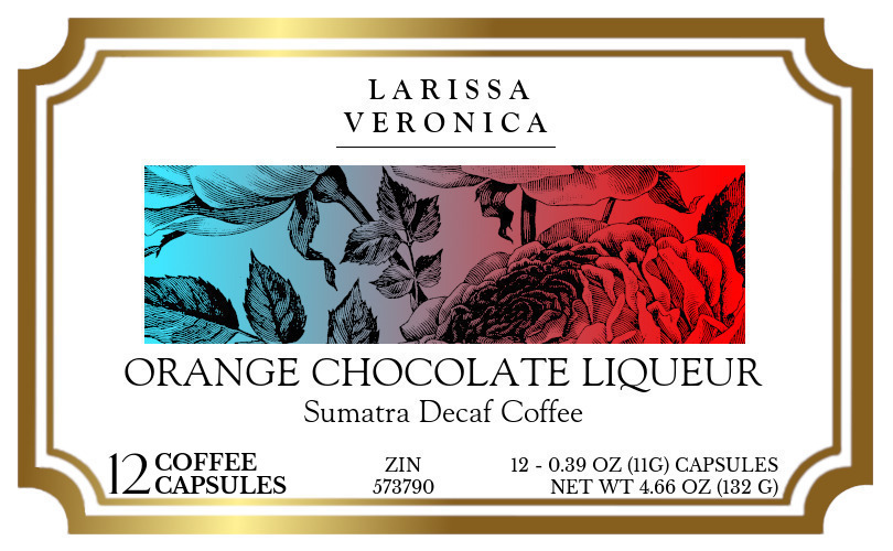 Orange Chocolate Liqueur Sumatra Decaf Coffee <BR>(Single Serve K-Cup Pods) - Label