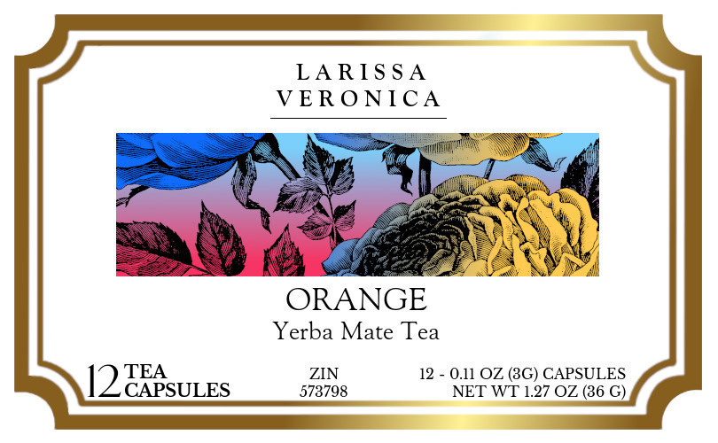 Orange Yerba Mate Tea <BR>(Single Serve K-Cup Pods) - Label