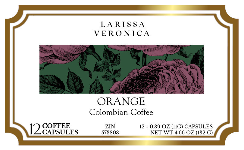 Orange Colombian Coffee <BR>(Single Serve K-Cup Pods) - Label