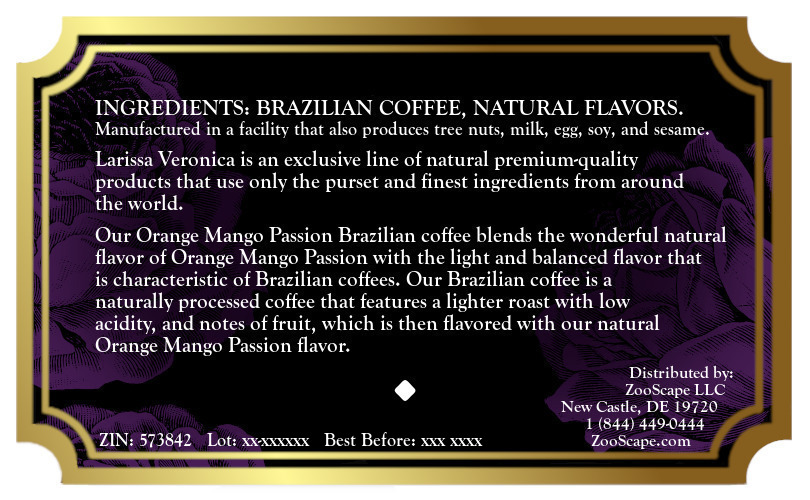Orange Mango Passion Brazilian Coffee <BR>(Single Serve K-Cup Pods)