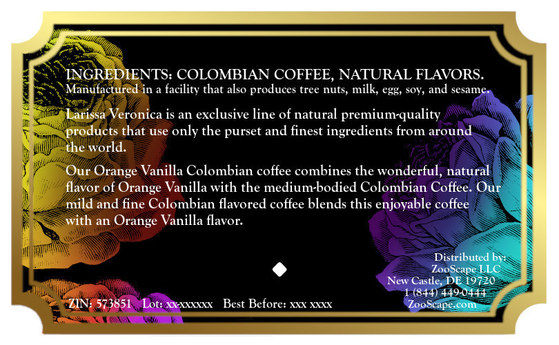 Orange Vanilla Colombian Coffee <BR>(Single Serve K-Cup Pods)