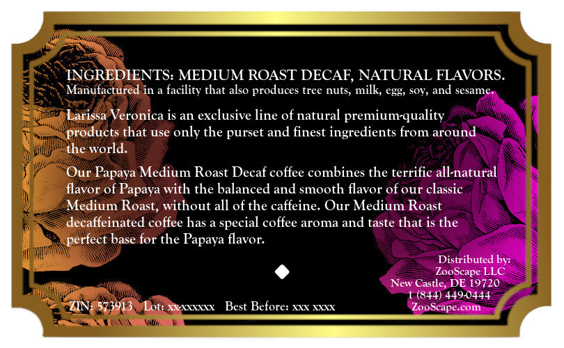 Papaya Medium Roast Decaf Coffee <BR>(Single Serve K-Cup Pods)