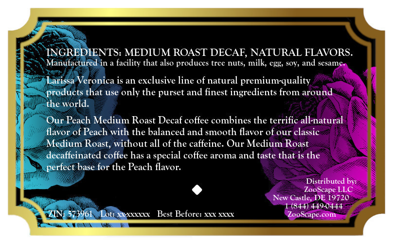 Peach Medium Roast Decaf Coffee <BR>(Single Serve K-Cup Pods)