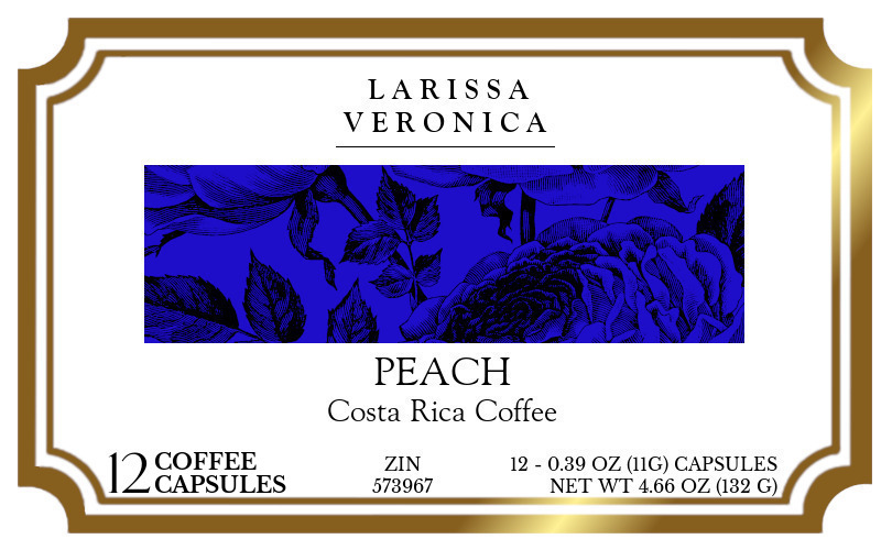 Peach Costa Rica Coffee <BR>(Single Serve K-Cup Pods) - Label