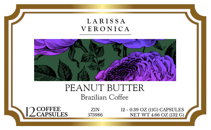 Peanut Butter Brazilian Coffee <BR>(Single Serve K-Cup Pods) - Label