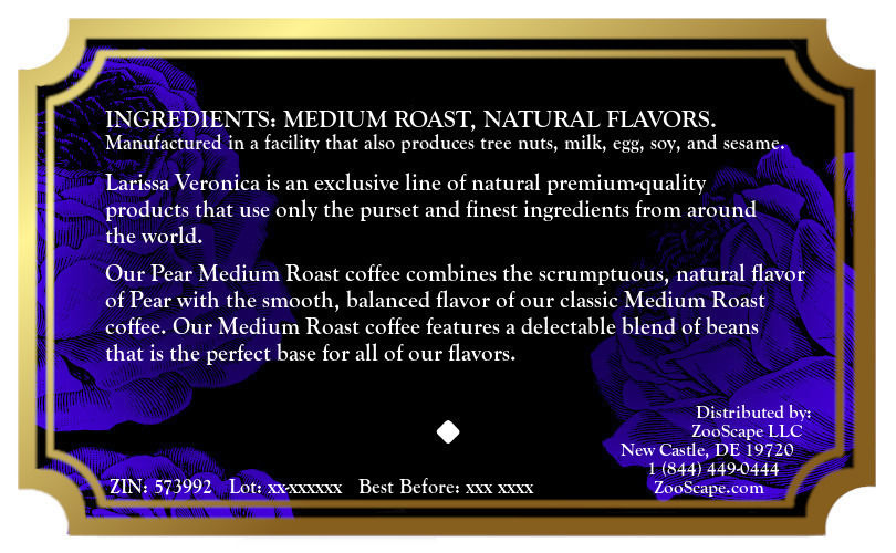 Pear Medium Roast Coffee <BR>(Single Serve K-Cup Pods)