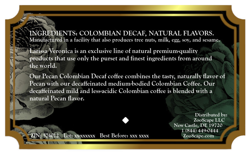 Pecan Colombian Decaf Coffee <BR>(Single Serve K-Cup Pods)