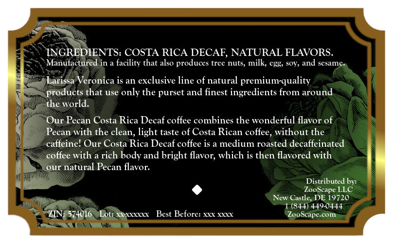 Pecan Costa Rica Decaf Coffee <BR>(Single Serve K-Cup Pods)
