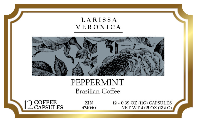 Peppermint Brazilian Coffee <BR>(Single Serve K-Cup Pods) - Label