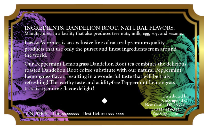 Peppermint Lemongrass Dandelion Root Tea <BR>(Single Serve K-Cup Pods)