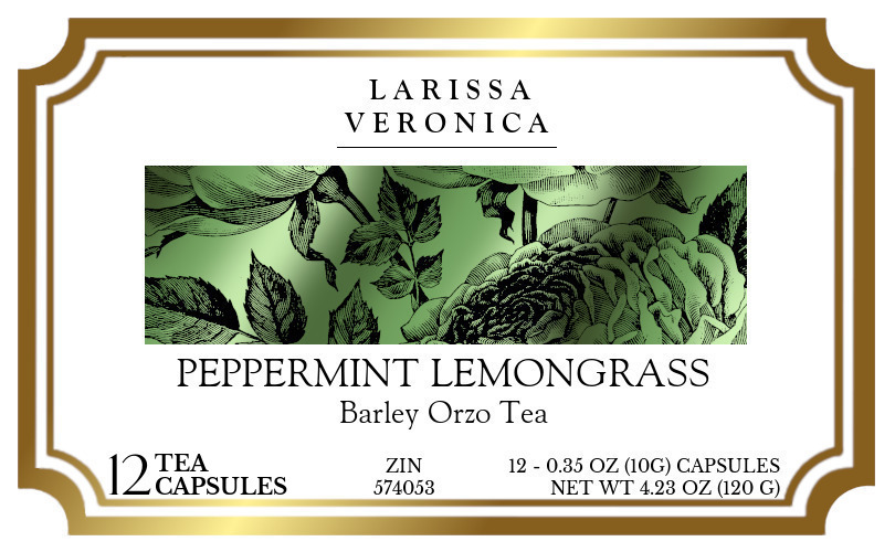 Peppermint Lemongrass Barley Orzo Tea <BR>(Single Serve K-Cup Pods) - Label