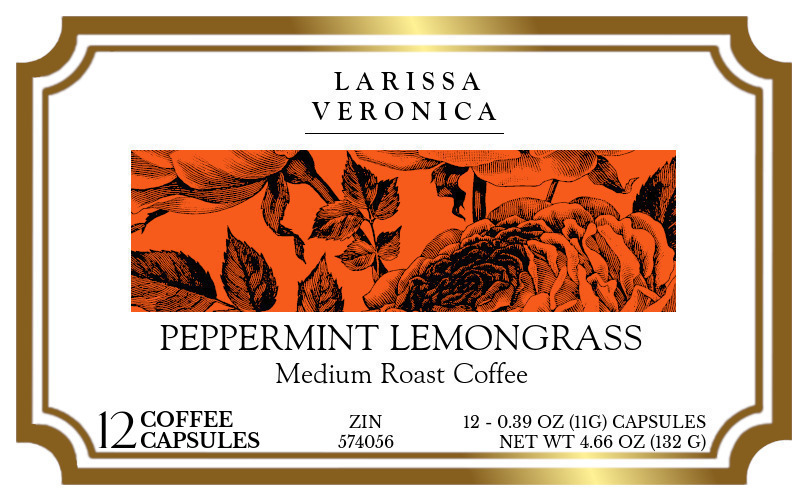 Peppermint Lemongrass Medium Roast Coffee <BR>(Single Serve K-Cup Pods) - Label