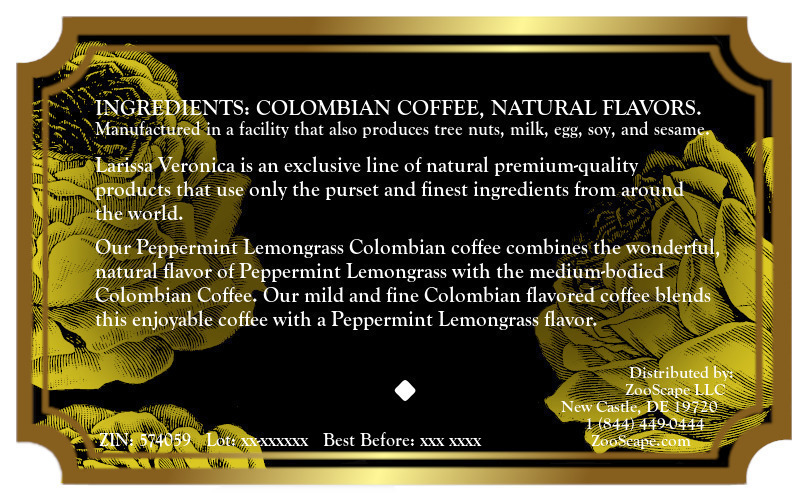 Peppermint Lemongrass Colombian Coffee <BR>(Single Serve K-Cup Pods)