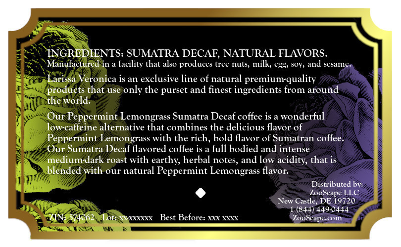 Peppermint Lemongrass Sumatra Decaf Coffee <BR>(Single Serve K-Cup Pods)